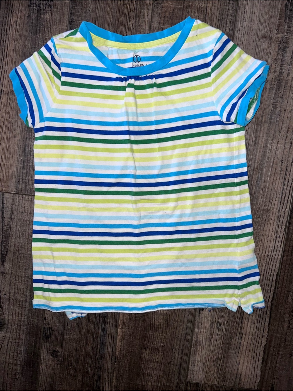 Lands End Blue & Green Striped Short-Sleeve Tee